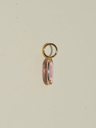 Primrose Pink Tourmaline Oval Cut Charm in Yellow 14k Gold