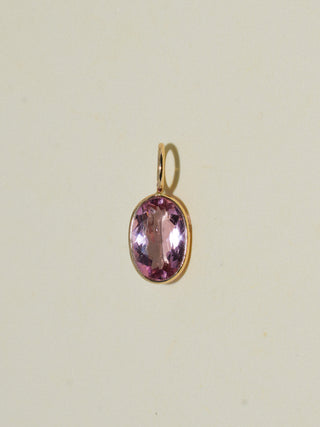 Primrose Pink Tourmaline Oval Cut Charm in Yellow 14k Gold