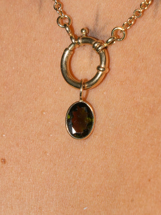 Monster Mayhem Green Tourmaline Oval Cut Charm in Yellow 14k Gold