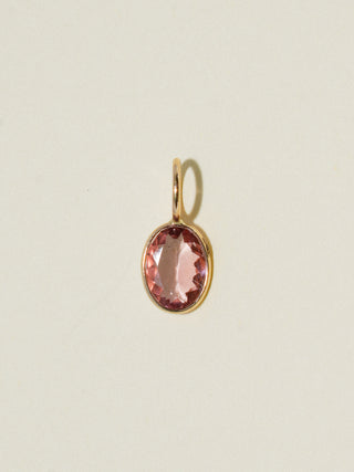 Kitty Kat Pink Tourmaline Oval Cut Charm in Yellow 14k Gold