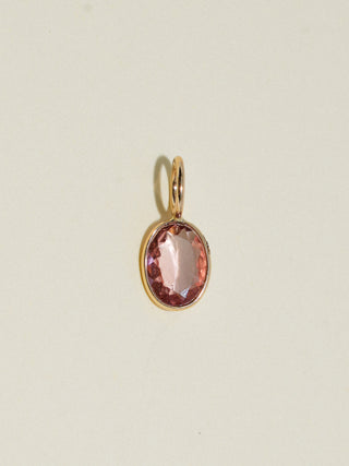 Kitty Kat Pink Tourmaline Oval Cut Charm in Yellow 14k Gold