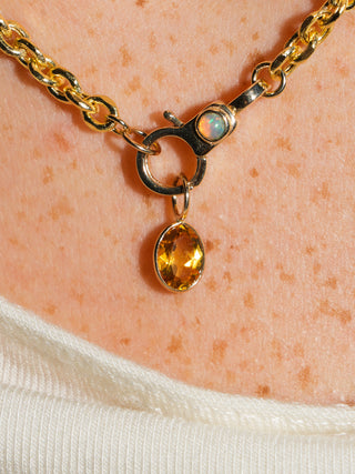 Friends with Crows Brown Tourmaline Oval Cut Charm in Yellow 14k Gold