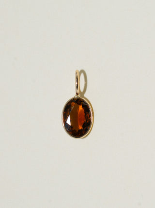 Whoopie Pie Brown Tourmaline Oval Cut Charm in Yellow 14k Gold
