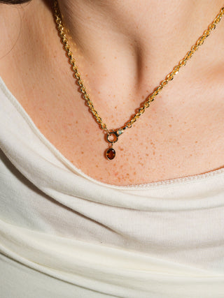 Whoopie Pie Brown Tourmaline Oval Cut Charm in Yellow 14k Gold