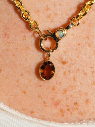 Whoopie Pie Brown Tourmaline Oval Cut Charm in Yellow 14k Gold