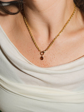 Whoopie Pie Brown Tourmaline Oval Cut Charm in Yellow 14k Gold