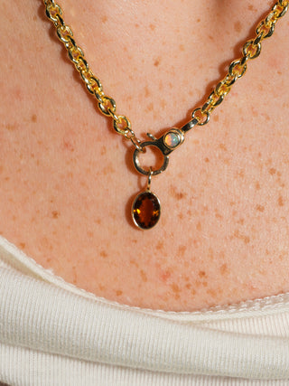Whoopie Pie Brown Tourmaline Oval Cut Charm in Yellow 14k Gold
