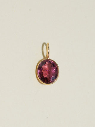 Fairy Pink Tourmaline Oval Cut Charm in Yellow 14k Gold