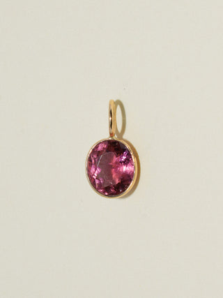 Fairy Pink Tourmaline Oval Cut Charm in Yellow 14k Gold