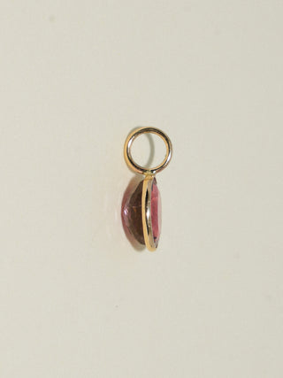 Fairy Pink Tourmaline Oval Cut Charm in Yellow 14k Gold