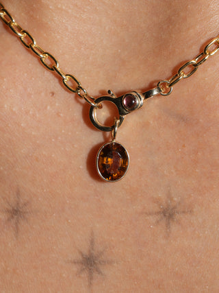 pumpkin patch Brown Tourmaline Oval Cut Charm in Yellow 14k Gold