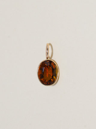 pumpkin patch Brown Tourmaline Oval Cut Charm in Yellow 14k Gold
