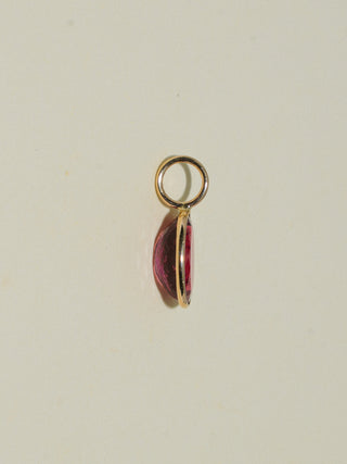 Parfuma Pink Tourmaline Oval Cut Charm in Yellow 14k Gold