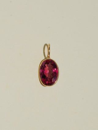 Parfuma Pink Tourmaline Oval Cut Charm in Yellow 14k Gold