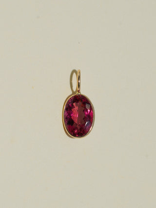 Parfuma Pink Tourmaline Oval Cut Charm in Yellow 14k Gold