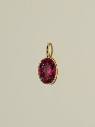 Parfuma Pink Tourmaline Oval Cut Charm in Yellow 14k Gold