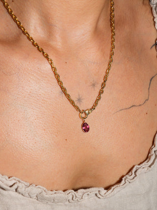 Parfuma Pink Tourmaline Oval Cut Charm in Yellow 14k Gold