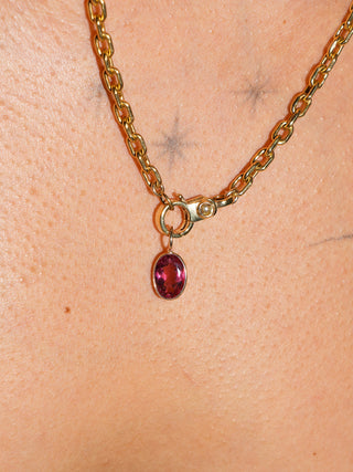 Parfuma Pink Tourmaline Oval Cut Charm in Yellow 14k Gold