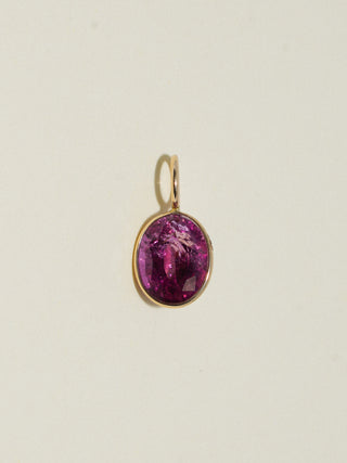 Butterfly Pink Tourmaline Oval Cut Charm in Yellow 14k Gold