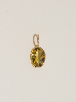 Franklin Green Tourmaline Oval Cut Charm in Yellow 14k Gold