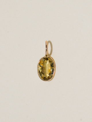 Franklin Green Tourmaline Oval Cut Charm in Yellow 14k Gold