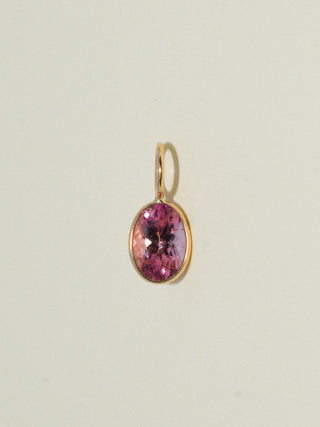 Neighborhood Pink Tourmaline Oval Cut Charm in Yellow 14k Gold