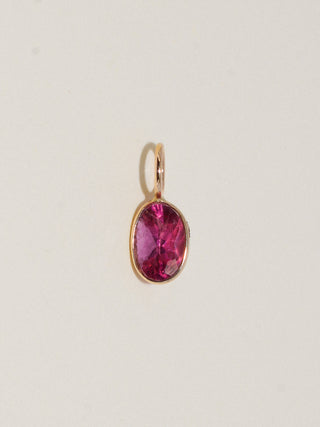 blossom Pink Tourmaline Oval Cut Charm in Yellow 14k Gold