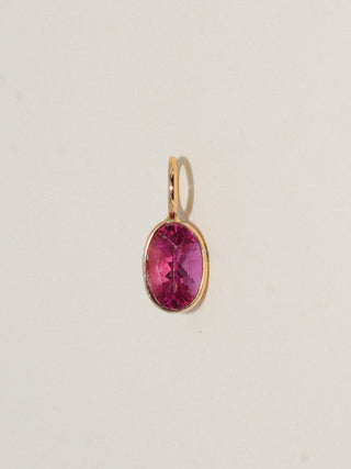 blossom Pink Tourmaline Oval Cut Charm in Yellow 14k Gold