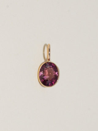 Tina Pink Tourmaline Oval Cabochon Charm in Yellow 14k Gold