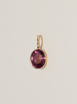 Tina Pink Tourmaline Oval Cabochon Charm in Yellow 14k Gold