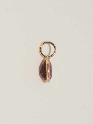 Tina Pink Tourmaline Oval Cabochon Charm in Yellow 14k Gold