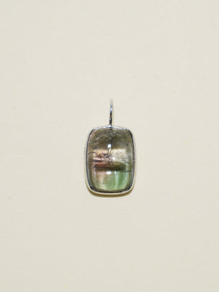 Hard Candy Tourmaline Cushion Cabochon Charm in White 14k Gold