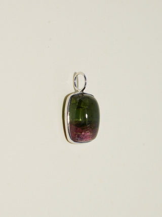 Cosmo + Wanda Tourmaline Cushion Cabochon Charm in White 14k Gold