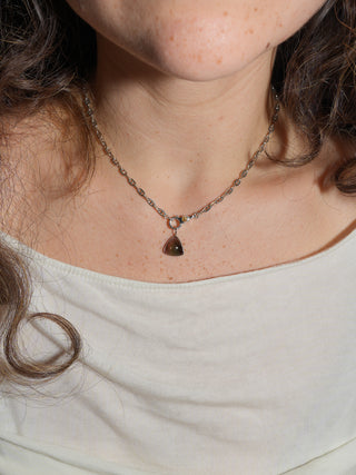 Shine On Tourmaline Trillion Cabochon Charm in White 14k Gold