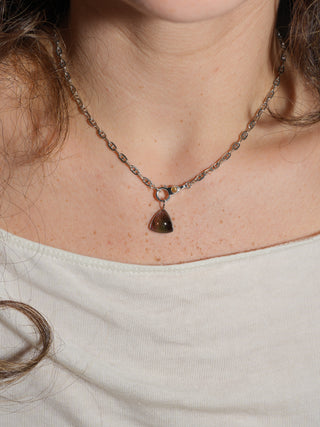 Shine On Tourmaline Trillion Cabochon Charm in White 14k Gold