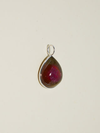 Stained Glass Tourmaline Pear Cabochon Charm in White 14k Gold