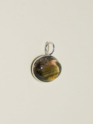 Miss Polly Tourmaline East to West Oval Cabochon Charm in White 14k Gold