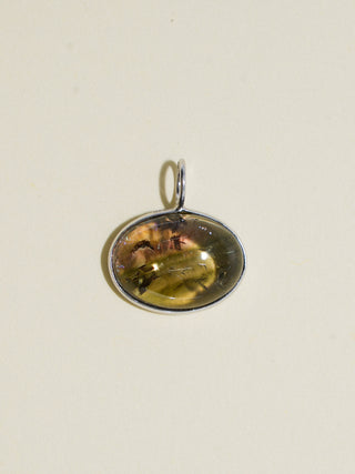 Miss Polly Tourmaline East to West Oval Cabochon Charm in White 14k Gold