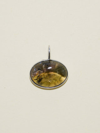 Miss Polly Tourmaline East to West Oval Cabochon Charm in White 14k Gold