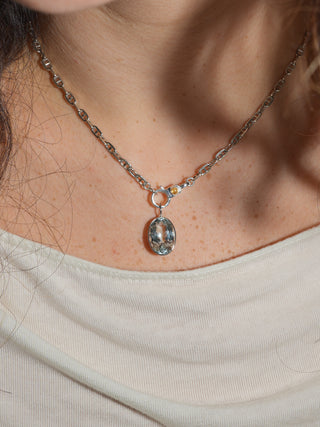 Myspace or Yours? Aquamarine Oval Cut Charm in White 14k Gold
