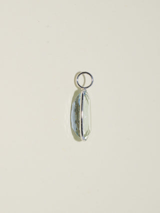 Glitter Nail Polish Aquamarine Cushion Cut Charm in White 14k Gold