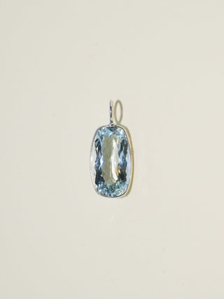 Glitter Nail Polish Aquamarine Cushion Cut Charm in White 14k Gold