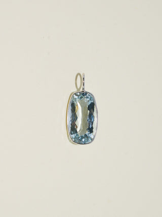 Glitter Nail Polish Aquamarine Cushion Cut Charm in White 14k Gold