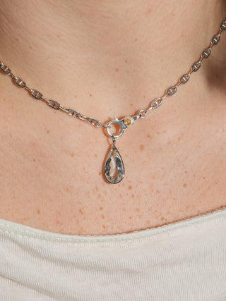 Clueless Aquamarine Teardrop Cut Charm in White 14k Gold