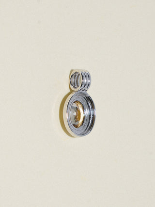 French Tip Manicure Zircon Triple Oval Cut Charm in White 14k Gold