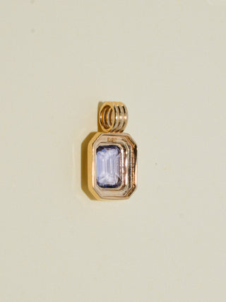 Baby I'm Blue Sapphire Triple Emerald Cut Charm in Yellow 14k Gold