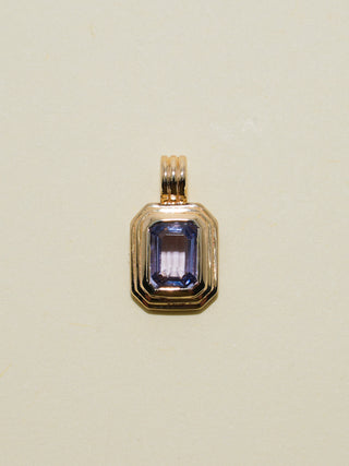 Baby I'm Blue Sapphire Triple Emerald Cut Charm in Yellow 14k Gold