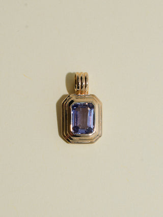 Baby I'm Blue Sapphire Triple Emerald Cut Charm in Yellow 14k Gold