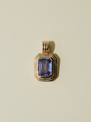 Baby I'm Blue Sapphire Triple Emerald Cut Charm in Yellow 14k Gold