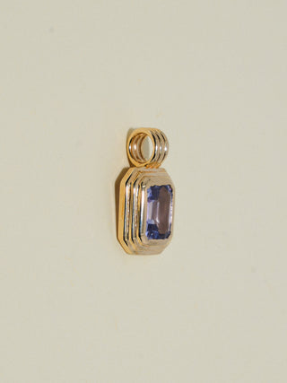 Baby I'm Blue Sapphire Triple Emerald Cut Charm in Yellow 14k Gold